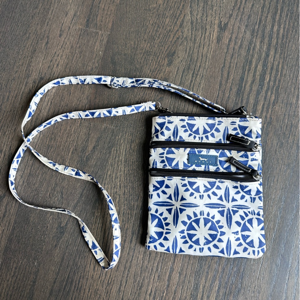 Scout Blue and White Geometric Crossbody Bag